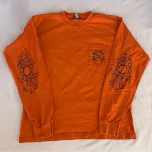 Vintage 90’s Chrome Hearts New York Orange Long Sleeve Pocket T Shirt Large Rare